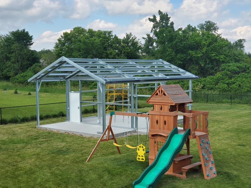 Example of a barndominium-style metal building with residential features