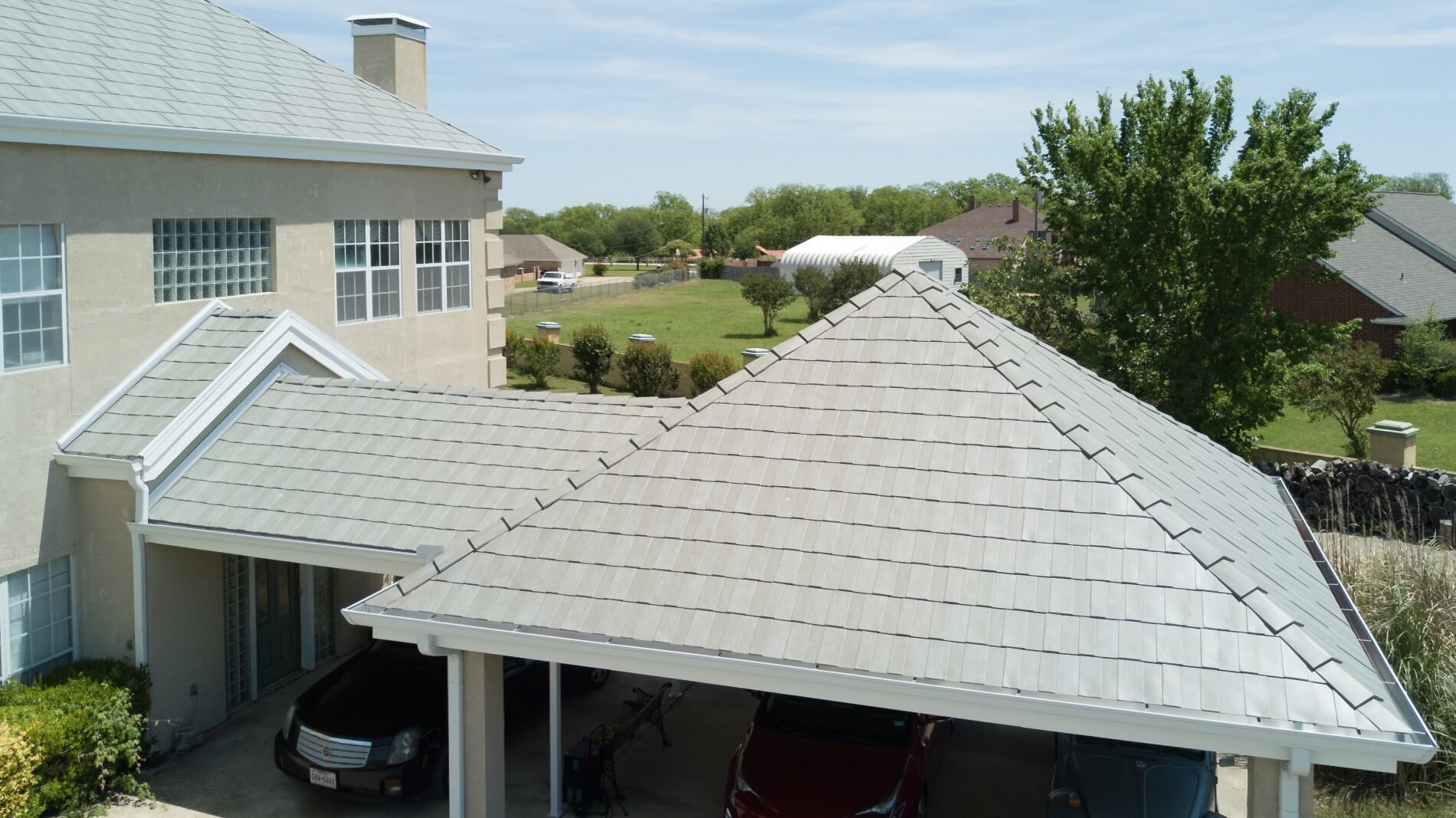 Texas homeowner insists on Milan slate metal roof profile 