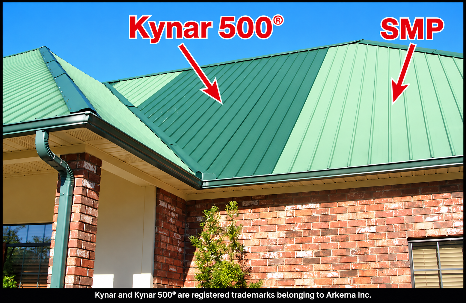 PVDF and SMP metal roof coating comparison after eight years