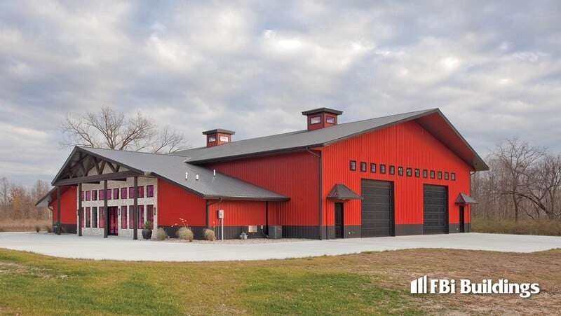 Peters_Barndominium_Max-Rib_Autmn Red-Walls_Matte Black_wainscot-roof_Exterior (1)