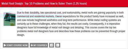 Metal Roof Design: Top 10 Problems and How to Solve Them - A New Online AIA Course by McElroy Metal